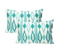 TRESMESTRES Fundas de Cojines para Sofá de Jardín, Salón y Terraza - Ikat Mediterráneo - Cubiertas de Cojines para Sofá Grandes y Pequeñas - Funda de Cojín 40x60 cm - Set de 2, Turquesa