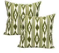 TRESMESTRES Fundas de Cojines para Sofá de Jardín, Salón y Terraza - Ikat Mediterráneo - Cubiertas de Cojines para Sofá Grandes y Pequeñas - Funda de Cojín 50x50 cm - Set de 2, Verde