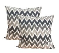 TRESMESTRES Fundas de Cojines para Sofá - Diseño Mediterráneo, Vibrantes Colores, Patrones Estilo Ikat - Cubiertas de Cojines Decorativas - Funda de Cojín 45x45 cm - Set de 2,Gris