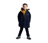 Trespass Chaqueta impermeable para niños, estilo parka, con capucha extraíble, resistente al viento, costuras selladas, abrigo escolar, chaqueta casual con forro polar, azul marino, 9-10 años