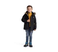 Trespass Chaqueta impermeable para niños, estilo parka, con capucha extraíble, resistente al viento, costuras selladas, abrigo escolar, chaqueta casual con forro polar, Negro, 11-12 años