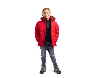 Trespass Tuff - Chubasquero para niño (Impermeable, con Capucha Desmontable), Primavera/Verano, Niños, Color Rojo, tamaño 7/8