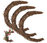 Tressify - 3 coronas de luna, base de corona de ratán de 11.8 pulgadas para bricolaje, forma de media luna para Navidad, pared, decoración del hogar