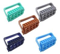 Tressify Bandeja dental de larga duración, juego de 5 soportes para archivos endo, diseño de 16 agujeros, plástico para brocas de prótesis, estante multicolor