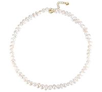 Tressify Collar barroco de perlas de agua dulce, cadena ajustable chapada en oro, cierre de metal en espiral, diseño único para fiestas, trabajo y uso diario