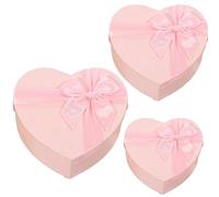 Tressify Elegantes cajas de corazón, 3, con tapas y lazos, embalaje de regalo para el día de San Valentín, ideal para fresas, flores y mucho más