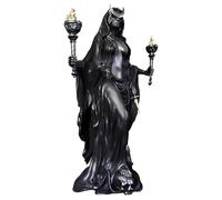 Tressify Estatua de Hécate de 6.3 pulgadas, escultura de bruja de la noche, figura de resina de sabuesos de magia, tocado de media luna, decoración temática de bruja