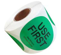 Tressify Etiquetas adhesivas para alimentos, 2 rollos de etiquetas adhesivas para usar primeras pegatinas, control de inventario, etiquetas verdes para restaurante y cocina