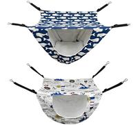 Tressify Juego de 2 hamacas de jaula para gatos, cama colgante de lino para mascotas para animales pequeños, hamaca azul para gatitos y nido de mascotas de faro de vela blanco, 18.5 x 15 x 10.6