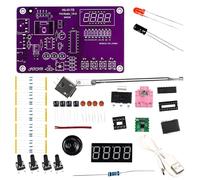 Tressify Kit de soldadura de radio FM con 51 microcontroladores, pantalla LED, alimentación USB y antena telescópica, para experimentos electrónicos, desarrollo de habilidades y práctica