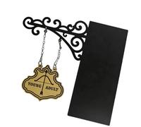 Tressify Letrero de estante de taberna espacial para los amantes de los libros, etiqueta decorativa creativa de hierro para tiro con arco medieval, divisor de estantería de estilo retro para lectores