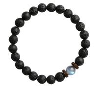 Tressify Pulsera de fuerza de amor, cuentas de piedra lunar de roca volcánica natural con tarjeta Love You to The Moon & Back, cordón elástico, regalos del día de San Valentín para hombres, regalo de