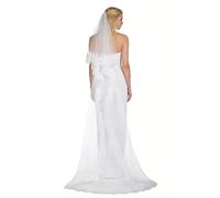 Tressify Velo de boda de 2 niveles, velo de novia blanco con peine, elegante diseño floral recortado para ceremonia de iglesia y aniversario