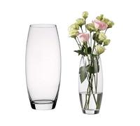 TRESV Jarrón de Flores de Cristal, Florero abombado de Vidrio, 26 cm de Alto, Elegante y Sofisticado,Apto para lavavajillas (26cm de Alto)