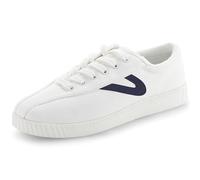 TRETORN, Nyliteplus-Zapatillas de Lona para Mujer, con Cordones, Estilo clásico Vintage, Color Blanco y Azul Marino, 38 EU