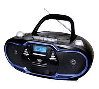 Trevi CMP 574 USB - Boombox microcadena portátil con radio AM / FM, reproducción de CD, MP3, USB, cassette y salida para auriculares. - Color negro y detalles en azul