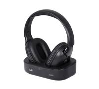 Trevi FRS 1490 RW - Auriculares inalámbricos con Base de Carga, Audio RF de 2,4 GHz hasta 20 m, Entrada óptica y Jack de 3,5 mm, Compatible con Smartphone, micrófono Integrado, Apagado automático