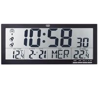 Trevi OM 3530 RC Reloj de Pared Radiocontrolado con Pantalla Grande y Sensor Exterior Inalámbrico, Termómetro y Calendario Multilingüe