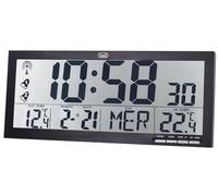 Trevi OM 3530 RC Reloj de Pared Radiocontrolado con Pantalla Grande y Sensor Exterior Inalámbrico, Termómetro y Calendario Multilingüe