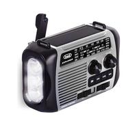 Trevi RA 7F30 BT Radio portátil multibanda FM/Am/SW con Reproductor MP3 inalámbrico, función Power Bank y Linterna LED, Carga Solar, con Dinamo o USB-C, Ideal para emergencias, Camping, Viajes, Gris