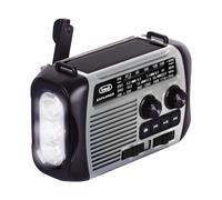 Trevi RA 7F30 BT Radio portátil multibanda FM/Am/SW con Reproductor MP3 inalámbrico, función Power Bank y Linterna LED, Carga Solar, con Dinamo o USB-C, Ideal para emergencias, Camping, Viajes, Gris