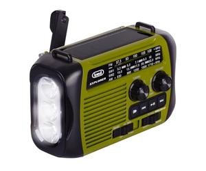 Trevi RA 7F30 BT Radio portátil multibanda FM/Am/SW con Reproductor MP3 inalámbrico, función Power Bank y Linterna LED, Carga Solar, con Dinamo o USB-C, Ideal para emergencias, Camping, Viajes, Verde