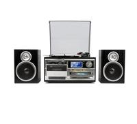 Trevi TT 1072 Dab - Sistema Tocadiscos Estéreo Bluetooth con Receptor Digital Dab/Dab+, Función Encoding, Reproductor MP3, CD, USB, Aux-In, SD, Músicacassette, Negro