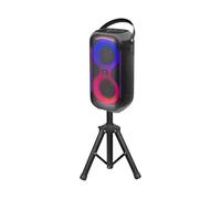 Trevi XFest XFM - Altavoz inalámbrico de 225 W, 50 W, con trípode y micrófono inalámbrico, Caja portátil para Fiestas y Karaoke con TWS, USB, AUX-IN, Luces LED Multicolor, batería Recargable USB-C