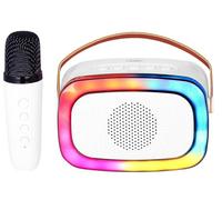 Trevi XR 8A01 MINIPARTY - Altavoz Amplificado para niños (10 W, con micrófono, Audio inalámbrico y función TWS, entradas USB, Micro SD y AUX-IN, Muchos Efectos de Voz, Blanco