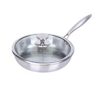 TREWQ Sartén wok de acero inoxidable revestido de 3 capas con tapa, disponibles en 8 tamaños; sartenes para cocinas de inducción, cerámica y gas; sartenes para saltear con distribución superior 26cm