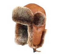 TREWQ Sombrero de trampero unisex, sombrero de cazador de piel sintética, sombrero con orejeras para invierno, gorra de aviador y piloto a prueba de viento y térmica red brown