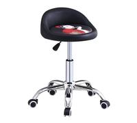 TREWQ Taburete Giratorio con Ruedas para Tienda, Taburete de Bar de Cuero PU con Altura Ajustable y Respaldo, Silla de Bar con polea giratoria, Silla para salón de Tatuajes, SPA y diseño Black 1