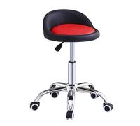 TREWQ Taburete Giratorio con Ruedas para Tienda, Taburete de Bar de Cuero PU con Altura Ajustable y Respaldo, Silla de Bar con polea giratoria, Silla para salón de Tatuajes, SPA y diseño Red Black 1
