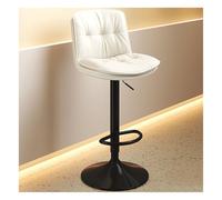 TREWQ Taburetes de Bar giratorios Ajustables, Taburete de Bar de Cuero PU con Respaldo, Silla de taburetes tapizados a la Altura de la encimera con reposapiés para Isla de Cocina, Comedor White
