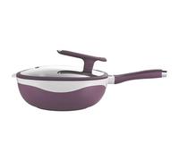 TREWQ Wok antiadherente de titanio y cerámica de 12,6 pulgadas, wok de cocción antiadherente multifuncional para cocinar al vapor y hervir, con poco humo de aceite ligero de cerámica 32cm