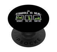 Trex Dino Workout Struggle Is Real Gym Niños Niños Hombres Mujeres PopSockets PopGrip Adhesivo