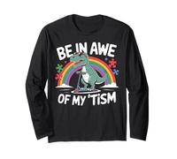Trex Dinosaur Autism Awareness Be In Awe Of My Tism Kids Manga Larga