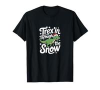 Trex'in Through The Snow Divertida Navidad con Dinosaurios Camiseta