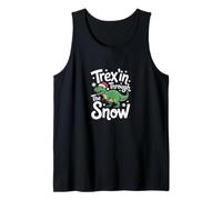 Trex'in Through The Snow Divertida Navidad con Dinosaurios Camiseta sin Mangas