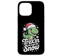 Trex'in Through The Snow Divertida Navidad con Dinosaurios Carcasa para iPhone 13 Pro MAX