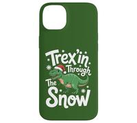 Trex'in Through The Snow Divertida Navidad con Dinosaurios Carcasa para iPhone 14 Plus