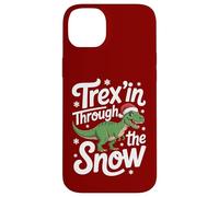 Trex'in Through The Snow Divertida Navidad con Dinosaurios Carcasa para iPhone 14 Plus