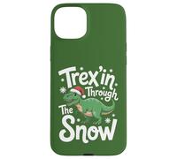 Trex'in Through The Snow Divertida Navidad con Dinosaurios Carcasa para iPhone 15 Plus