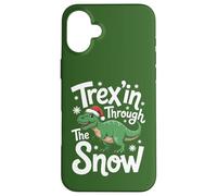 Trex'in Through The Snow Divertida Navidad con Dinosaurios Carcasa para iPhone 16 Plus