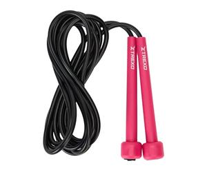 TREXO Basic - Comba para saltar para fitness en color rosa con longitud ajustable hasta 275 cm, ideal para el entrenamiento, de PVC y polipropileno con asas ajustables, ligera y cómoda