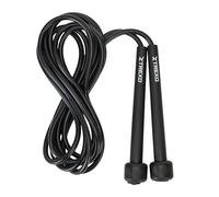 TREXO Básica Comba de Saltar Fitness en negro con longitud ajustable hasta 275 cm, cuerda de saltar ajustable, ideal para el entrenamiento, de PVC y PP con asas ajustables, ligera y cómoda