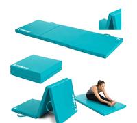 TREXO Colchón de gimnasia plegable 180 × 60 × 5 cm - 3 piezas, funda de piel ecológica resistente a la abrasión, espuma de polietileno flexible, asa, fácil limpieza