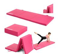 TREXO Colchón de gimnasia plegable 180 × 60 × 5 cm - 3 piezas, funda de piel ecológica resistente a la abrasión, espuma de polietileno flexible, asa, fácil limpieza