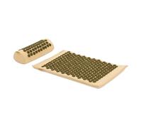 TREXO Esterilla de acupresión con cojín 38 x 15 x 10 cm marrón con tamaño de la alfombrilla 68 x 44 x 2 cm de algodón y esponja 18D HIPS-Spikes Reducen la tensión, apoya el sueño