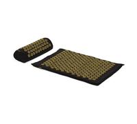 TREXO Esterilla de acupresión con cojín 38 x 15 x 10 cm negro con tamaño de la alfombrilla 68 x 44 x 2 cm de algodón y esponja 18D HIPS-Spikes Reducen la tensión, apoya el sueño